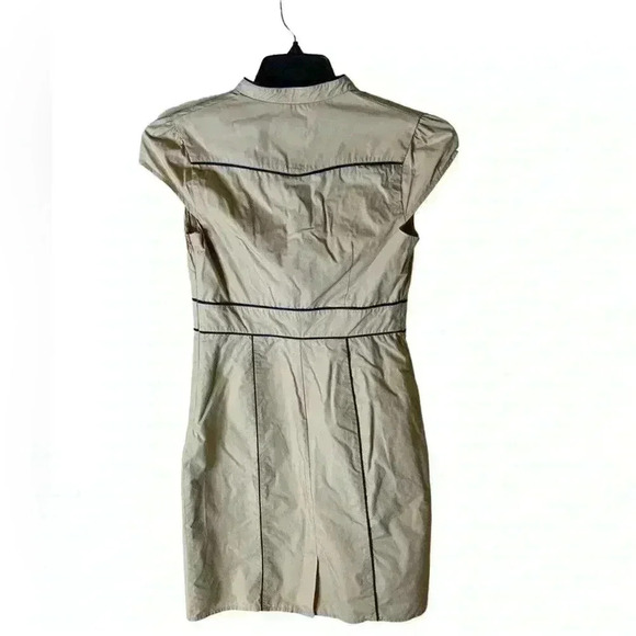 Merona Women's Dress Button Front Pockets Side Zip Lined Khaki Dress Size 2 - Picture 2 of 8